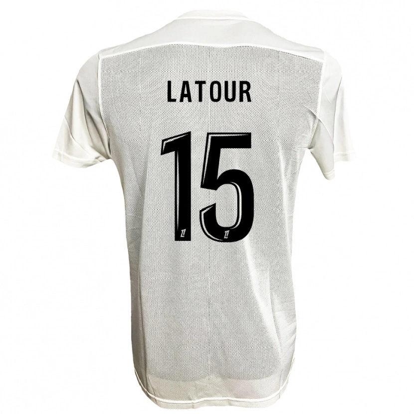 Danxen Uomo Maglia Léo Latour #15 Nero Bianco Kit Gara Away 2025/26 Maglietta