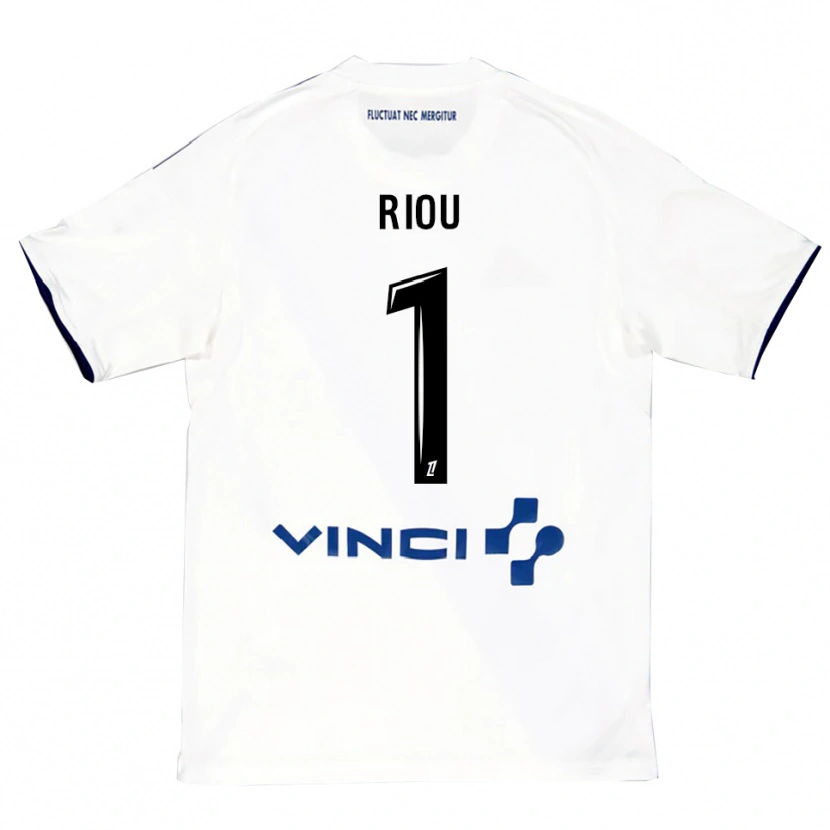 Danxen Uomo Maglia Rémy Riou #1 Bianco Blu Kit Gara Away 2025/26 Maglietta