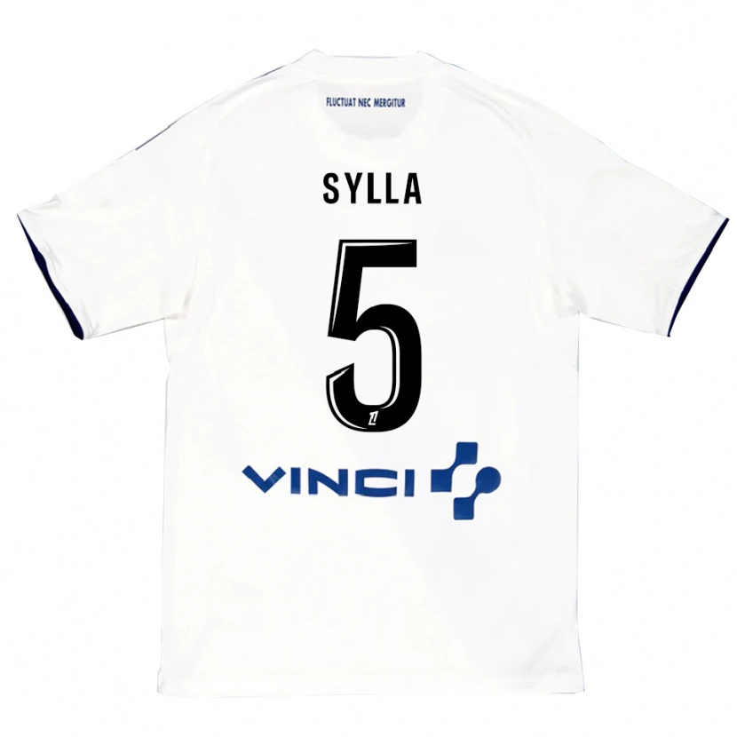 Danxen Uomo Maglia Mohamed Sylla #5 Bianco Blu Kit Gara Away 2025/26 Maglietta