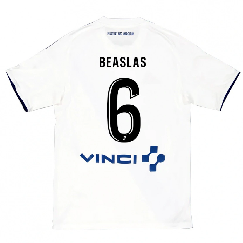 Danxen Uomo Maglia Matéo Beaslas #6 Bianco Blu Kit Gara Away 2025/26 Maglietta