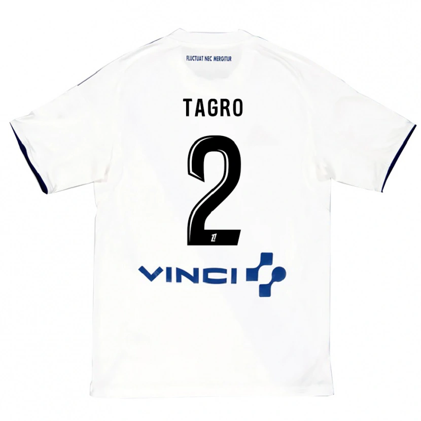 Danxen Uomo Maglia Lucas Tagro #2 Bianco Blu Kit Gara Away 2025/26 Maglietta