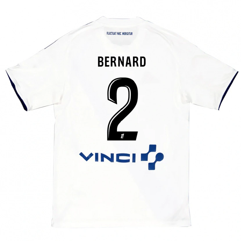 Danxen Uomo Maglia Sacha Bernard #2 Bianco Blu Kit Gara Away 2025/26 Maglietta