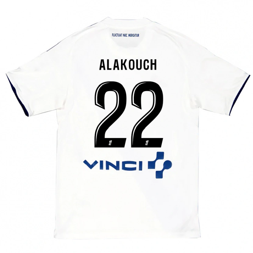 Danxen Uomo Maglia Sofiane Alakouch #22 Bianco Blu Kit Gara Away 2025/26 Maglietta