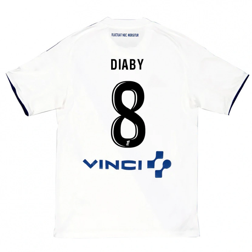 Danxen Uomo Maglia Aboubakar Diaby #8 Bianco Blu Kit Gara Away 2025/26 Maglietta
