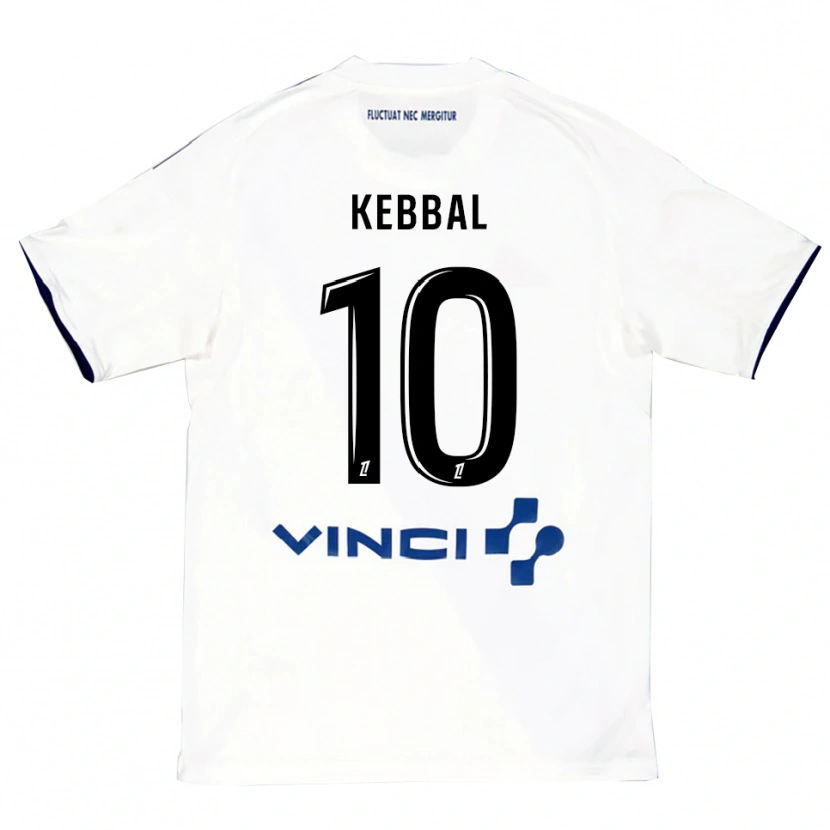 Danxen Uomo Maglia Ilan Kebbal #10 Bianco Blu Kit Gara Away 2025/26 Maglietta