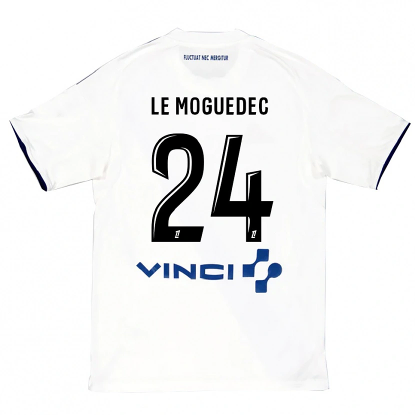Danxen Uomo Maglia Anaële Le Moguedec #24 Bianco Blu Kit Gara Away 2025/26 Maglietta