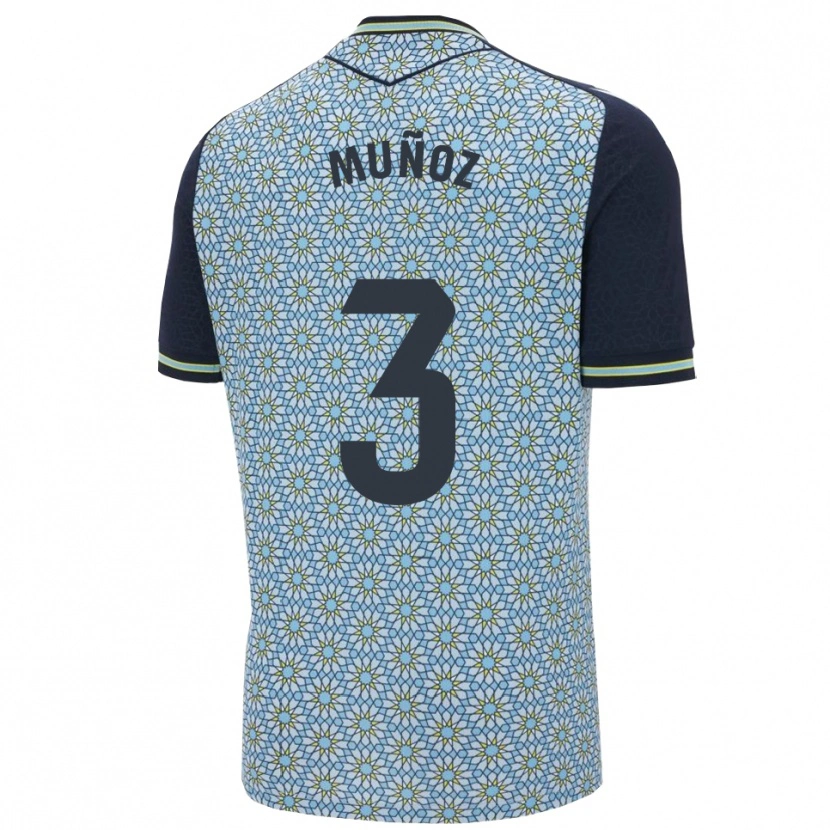 Danxen Uomo Maglia Álex Muñoz #3 Blu Blu Scuro Kit Gara Away 2025/26 Maglietta