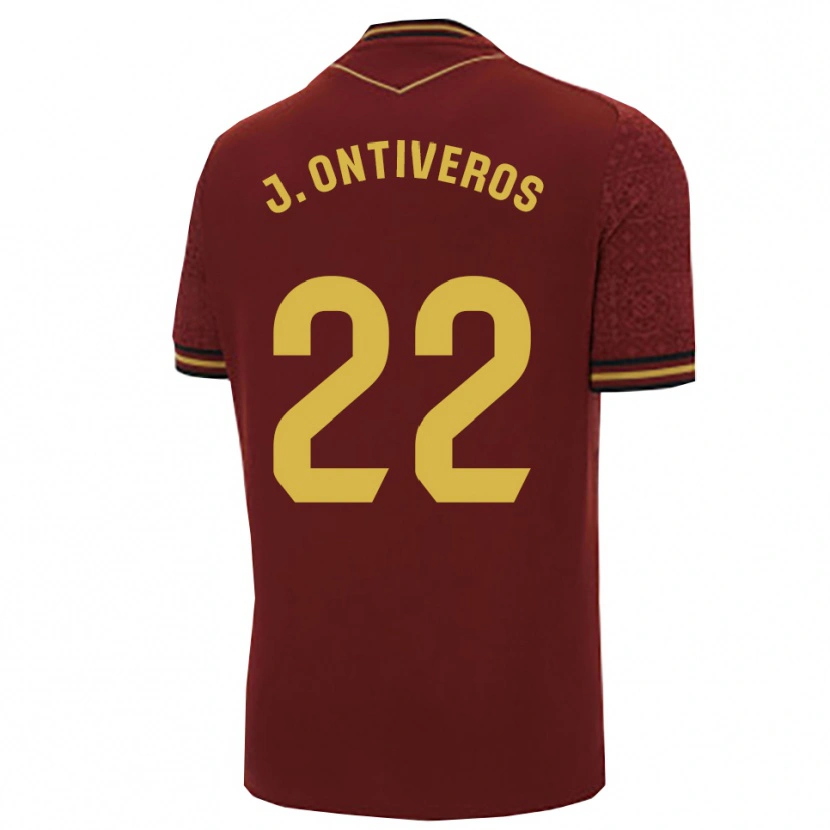 Danxen Uomo Maglia Javi Ontiveros #22 Borgogna Oro Kit Gara Away 2025/26 Maglietta