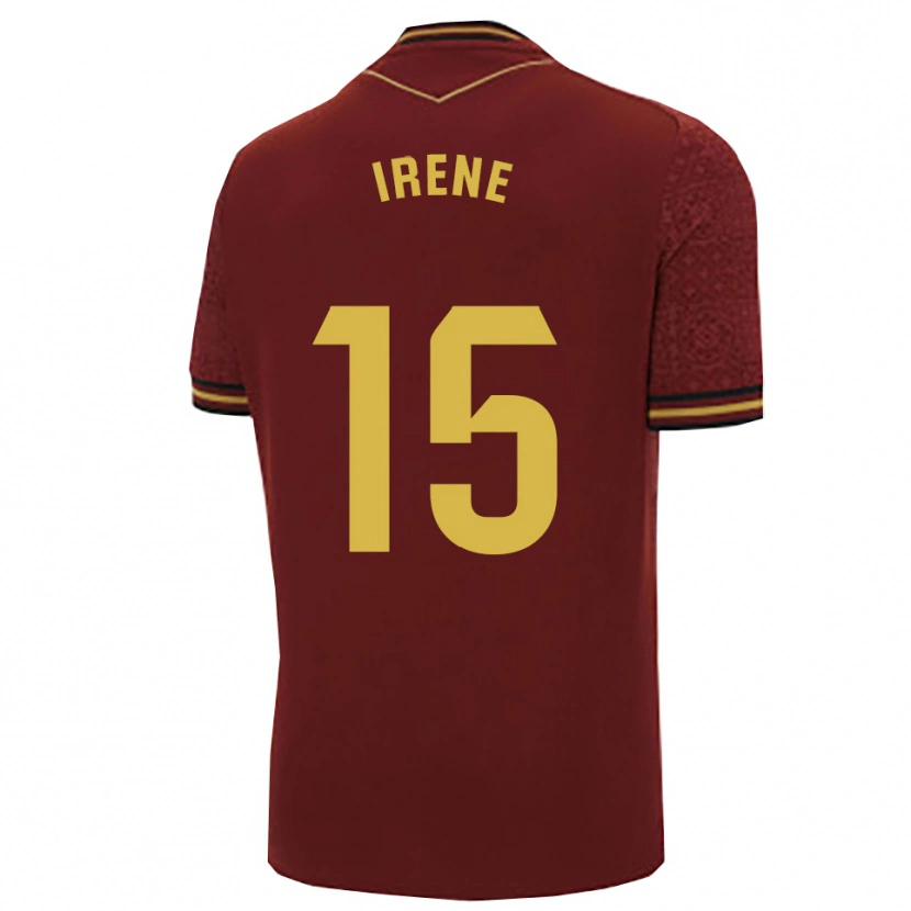 Danxen Uomo Maglia Irene Laseca Perez #15 Borgogna Oro Kit Gara Away 2025/26 Maglietta