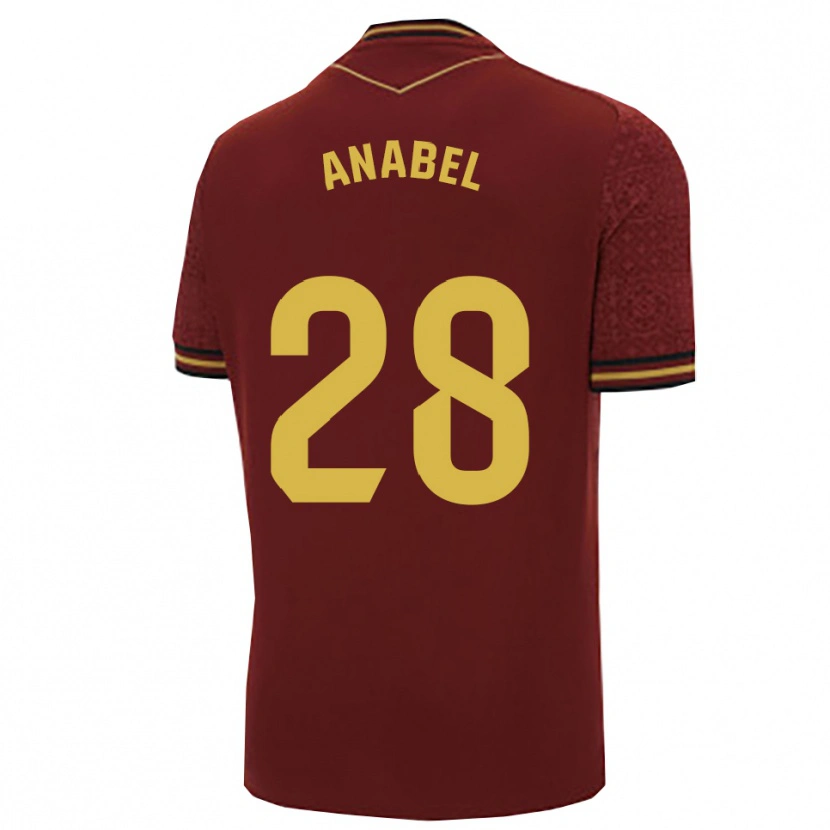 Danxen Uomo Maglia Anabel Roman García #28 Borgogna Oro Kit Gara Away 2025/26 Maglietta