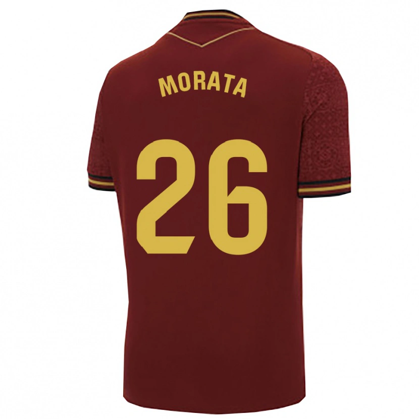 Danxen Uomo Maglia Álex Morata #26 Borgogna Oro Kit Gara Away 2025/26 Maglietta