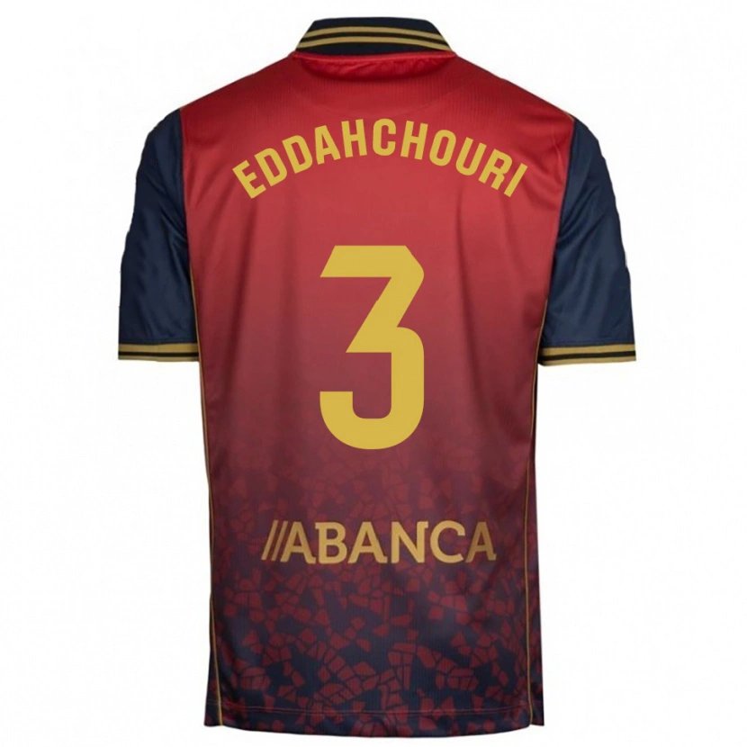 Danxen Uomo Maglia Zakaria Eddahchouri #3 Rosso Blu Scuro Kit Gara Away 2025/26 Maglietta