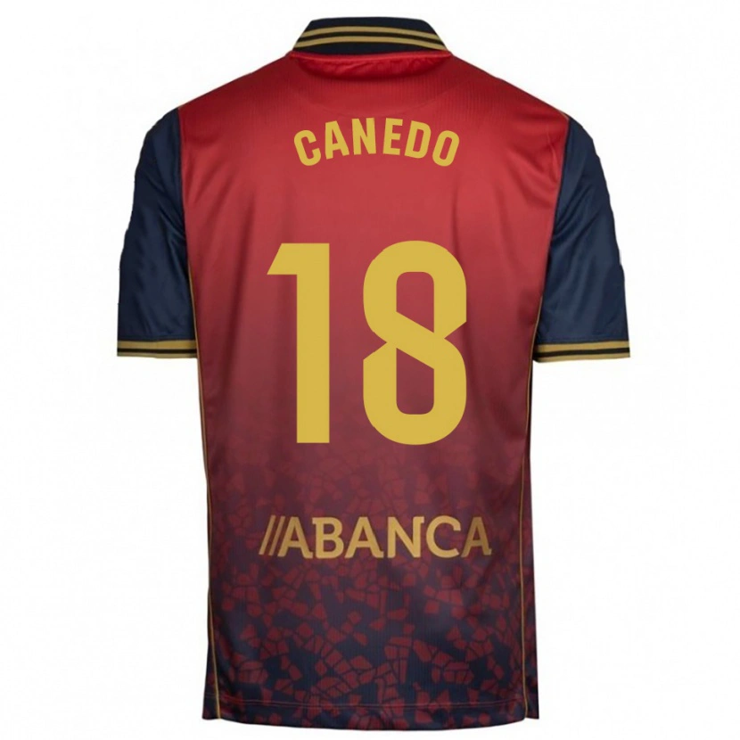 Danxen Uomo Maglia Damián Canedo #18 Rosso Blu Scuro Kit Gara Away 2025/26 Maglietta