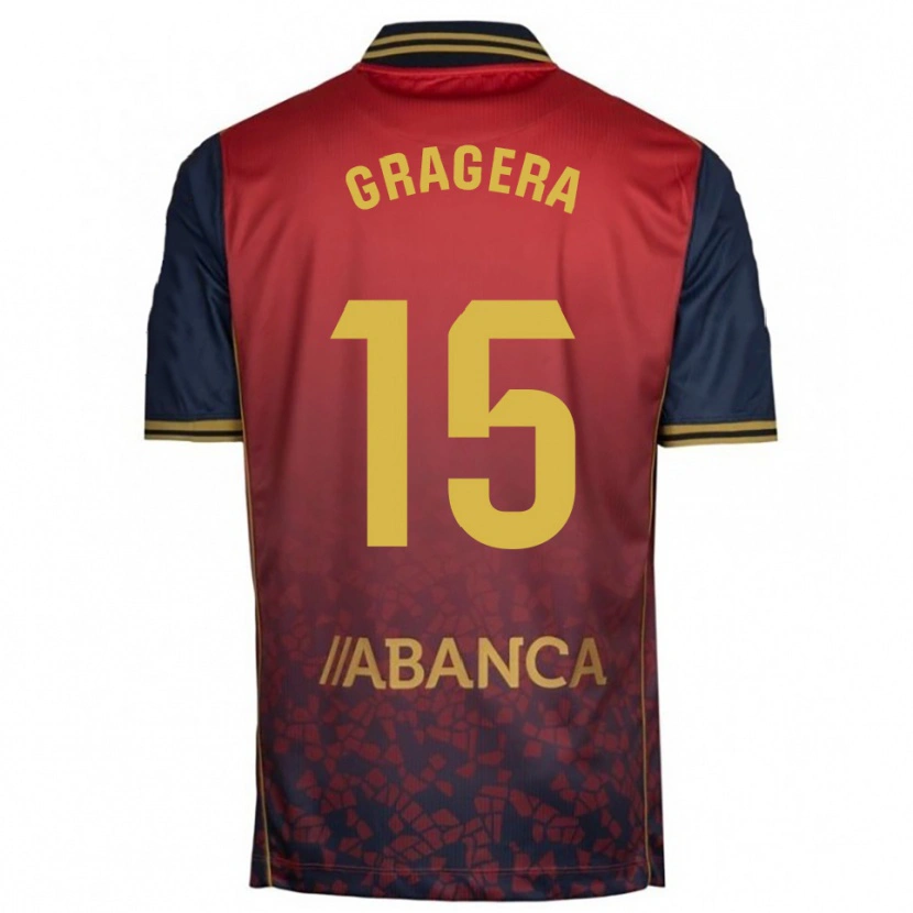 Danxen Uomo Maglia José Gragera #15 Rosso Blu Scuro Kit Gara Away 2025/26 Maglietta