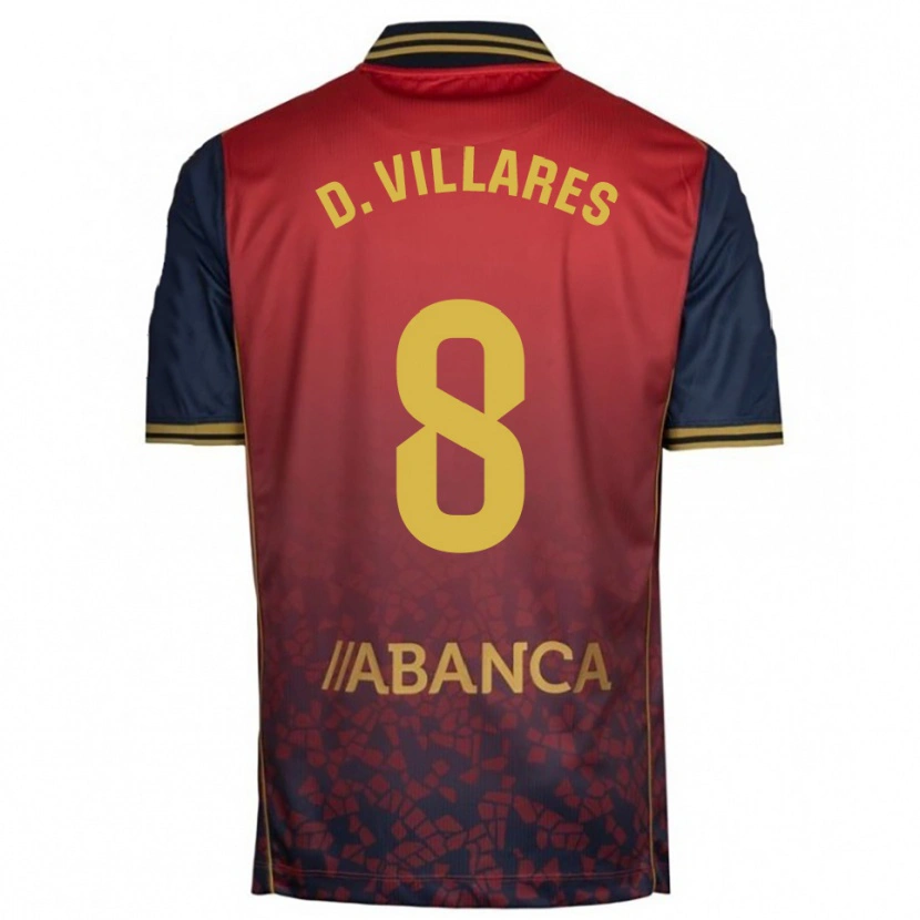 Danxen Uomo Maglia Diego Villares #8 Rosso Blu Scuro Kit Gara Away 2025/26 Maglietta
