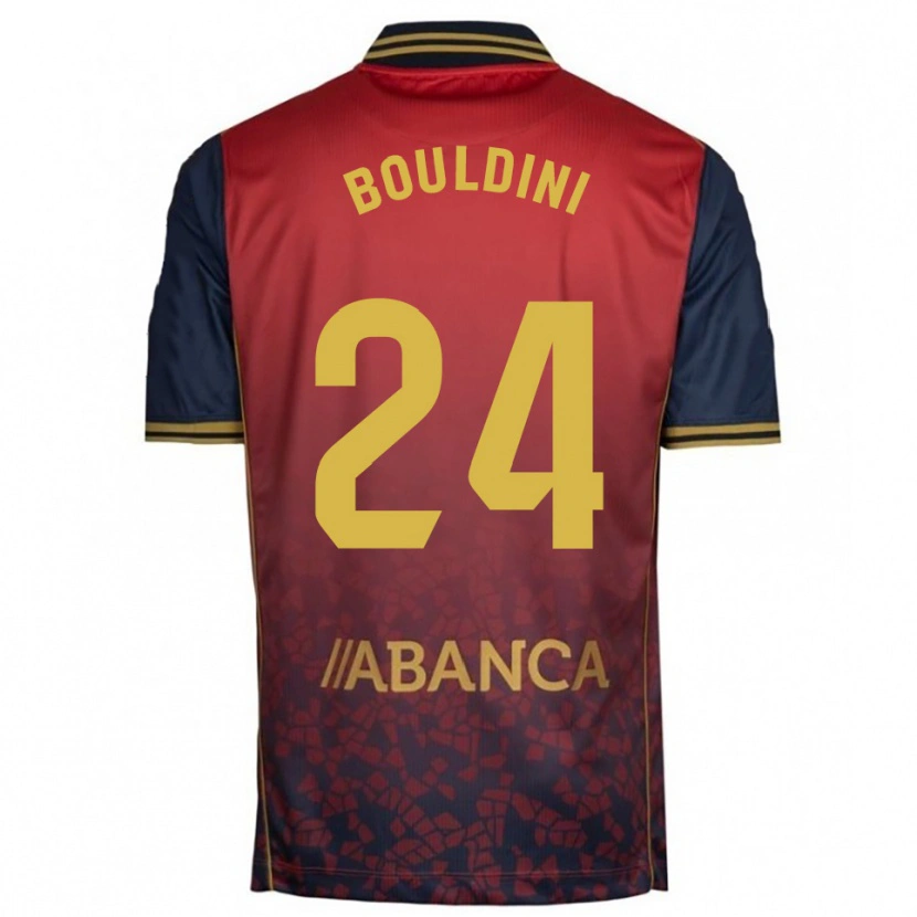 Danxen Uomo Maglia Mohamed Bouldini #24 Rosso Blu Scuro Kit Gara Away 2025/26 Maglietta
