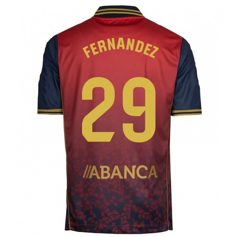 Danxen Uomo Maglia Samu Fernández #29 Rosso Blu Scuro Kit Gara Away 2025/26 Maglietta