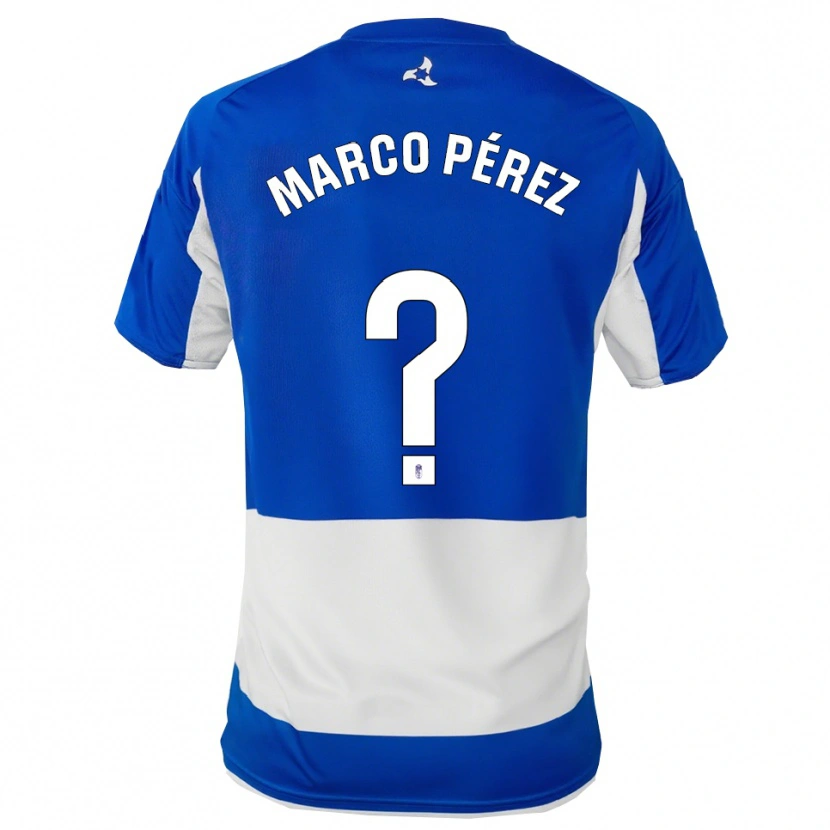 Danxen Uomo Maglia Marco Pérez #0 Blu Bianco Kit Gara Away 2025/26 Maglietta