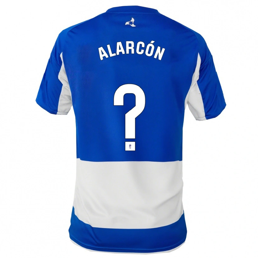 Danxen Uomo Maglia Pedro Alarcón #0 Blu Bianco Kit Gara Away 2025/26 Maglietta