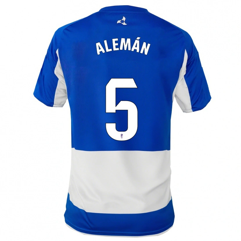 Danxen Uomo Maglia Carlos Alemán #5 Blu Bianco Kit Gara Away 2025/26 Maglietta