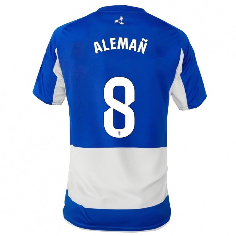 Danxen Uomo Maglia Pedro Alemañ #8 Blu Bianco Kit Gara Away 2025/26 Maglietta