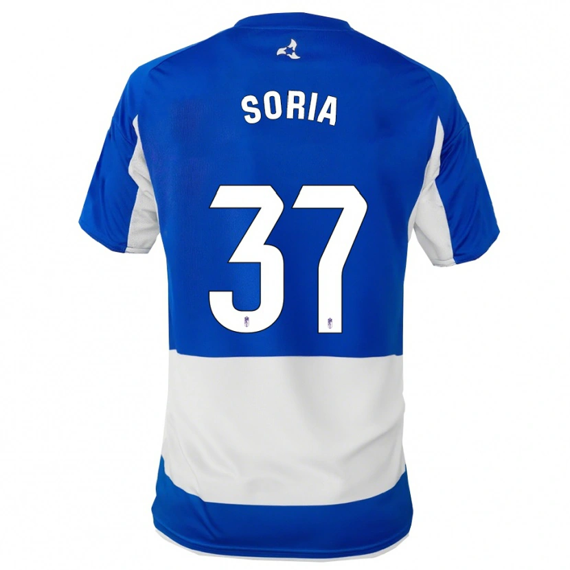 Danxen Uomo Maglia Carlos Soria #37 Blu Bianco Kit Gara Away 2025/26 Maglietta