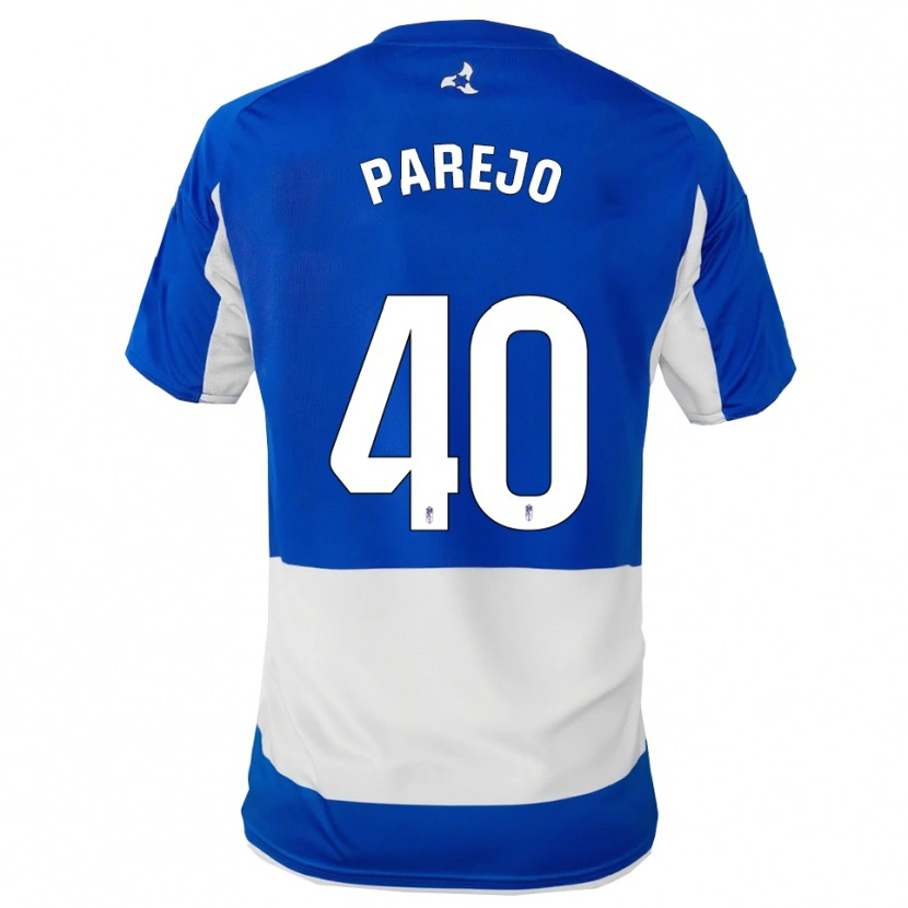 Danxen Uomo Maglia Jesús Parejo #40 Blu Bianco Kit Gara Away 2025/26 Maglietta