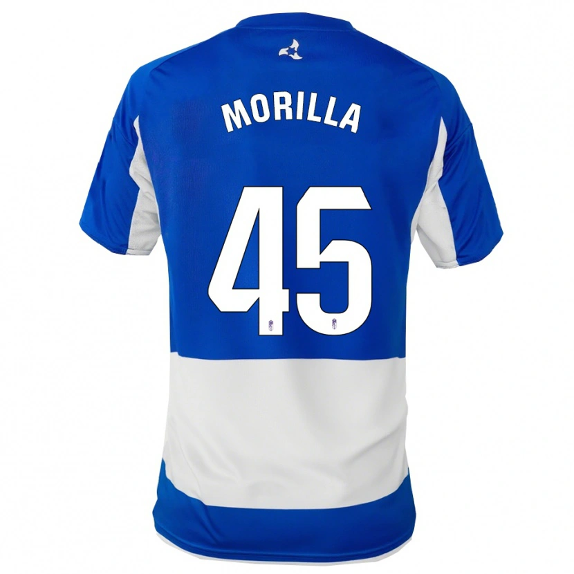 Danxen Uomo Maglia David Morilla #45 Blu Bianco Kit Gara Away 2025/26 Maglietta