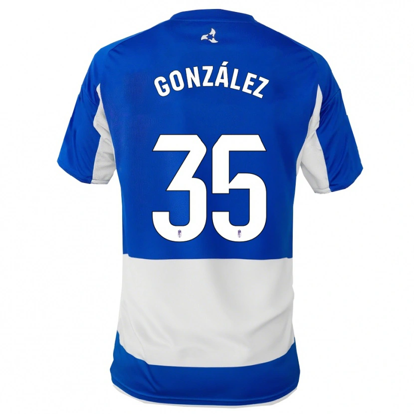 Danxen Uomo Maglia Isra González #35 Blu Bianco Kit Gara Away 2025/26 Maglietta