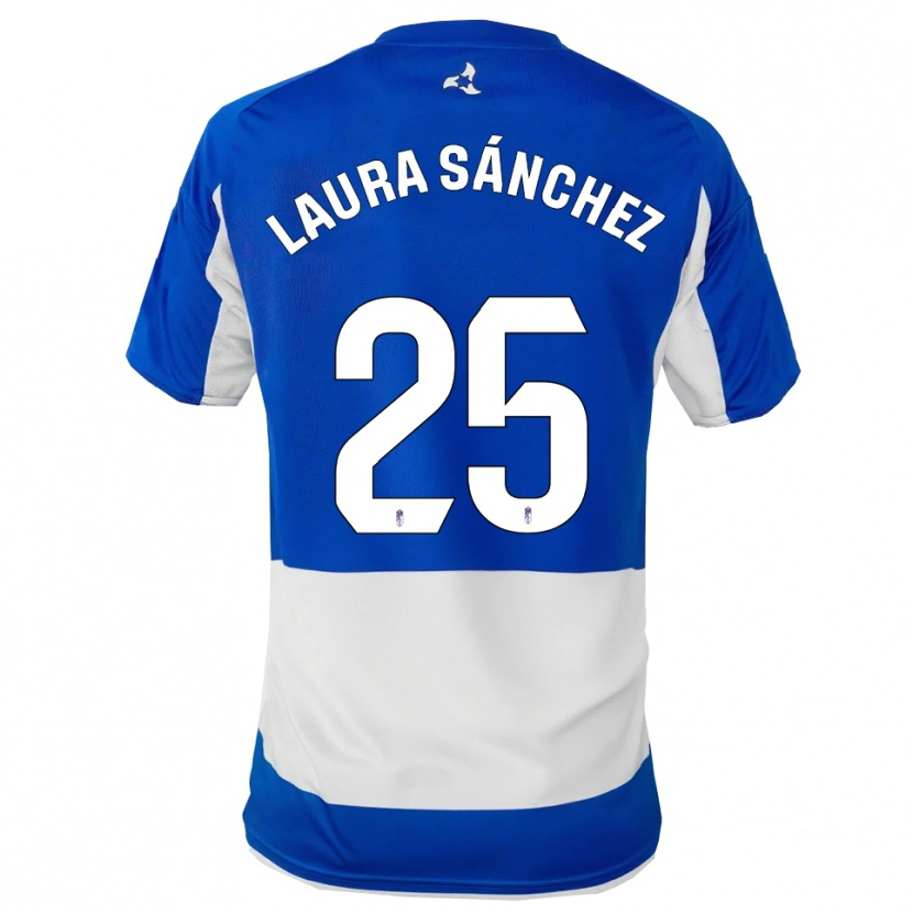 Danxen Uomo Maglia Laura Sánchez Comuñas #25 Blu Bianco Kit Gara Away 2025/26 Maglietta