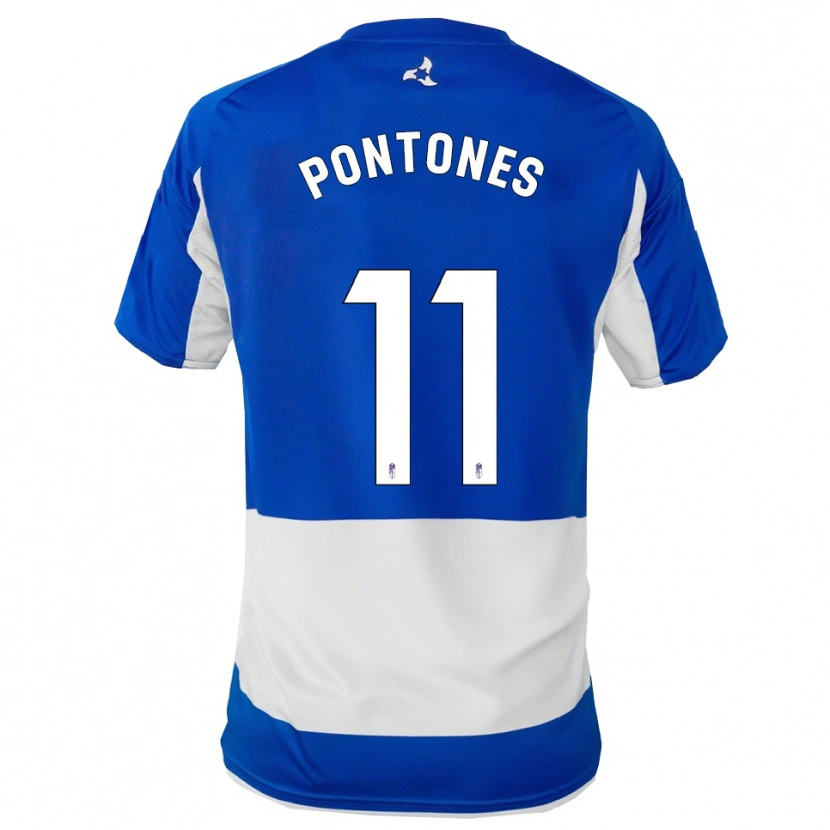 Danxen Uomo Maglia Juan Carlos Pontones #11 Blu Bianco Kit Gara Away 2025/26 Maglietta