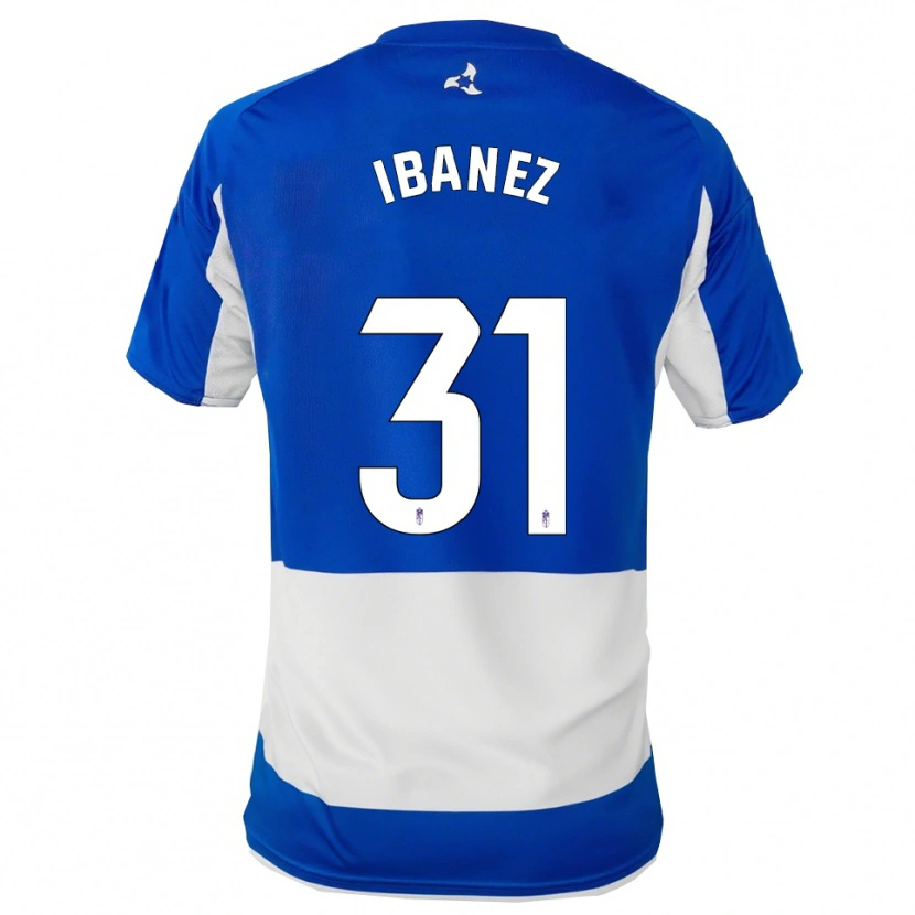 Danxen Uomo Maglia Alba Ibáñez #31 Blu Bianco Kit Gara Away 2025/26 Maglietta