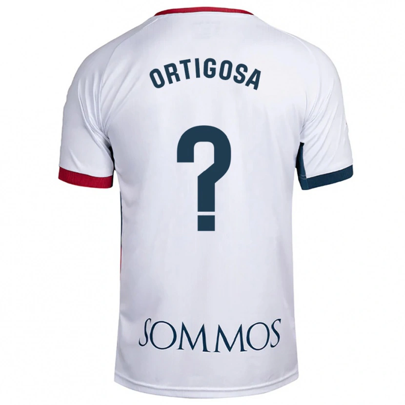 Danxen Uomo Maglia Aritz Ortigosa #0 Bianco Rosso Kit Gara Away 2025/26 Maglietta