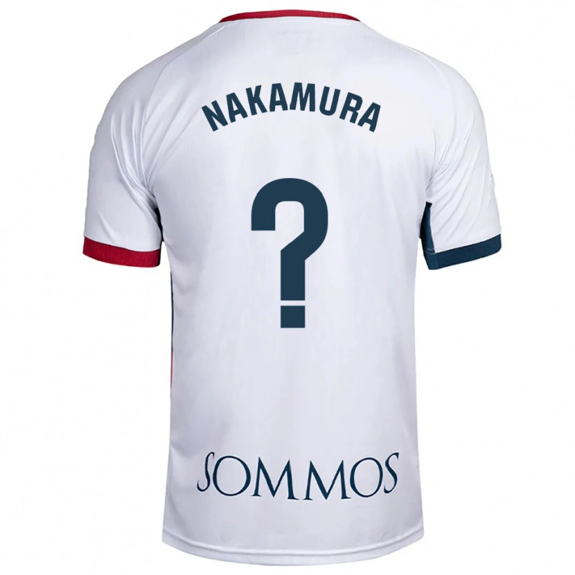 Danxen Uomo Maglia Togo Nakamura #0 Bianco Rosso Kit Gara Away 2025/26 Maglietta
