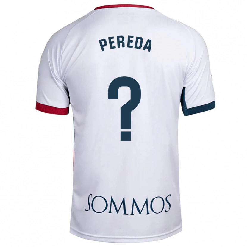 Danxen Uomo Maglia Adrián Pereda #0 Bianco Rosso Kit Gara Away 2025/26 Maglietta