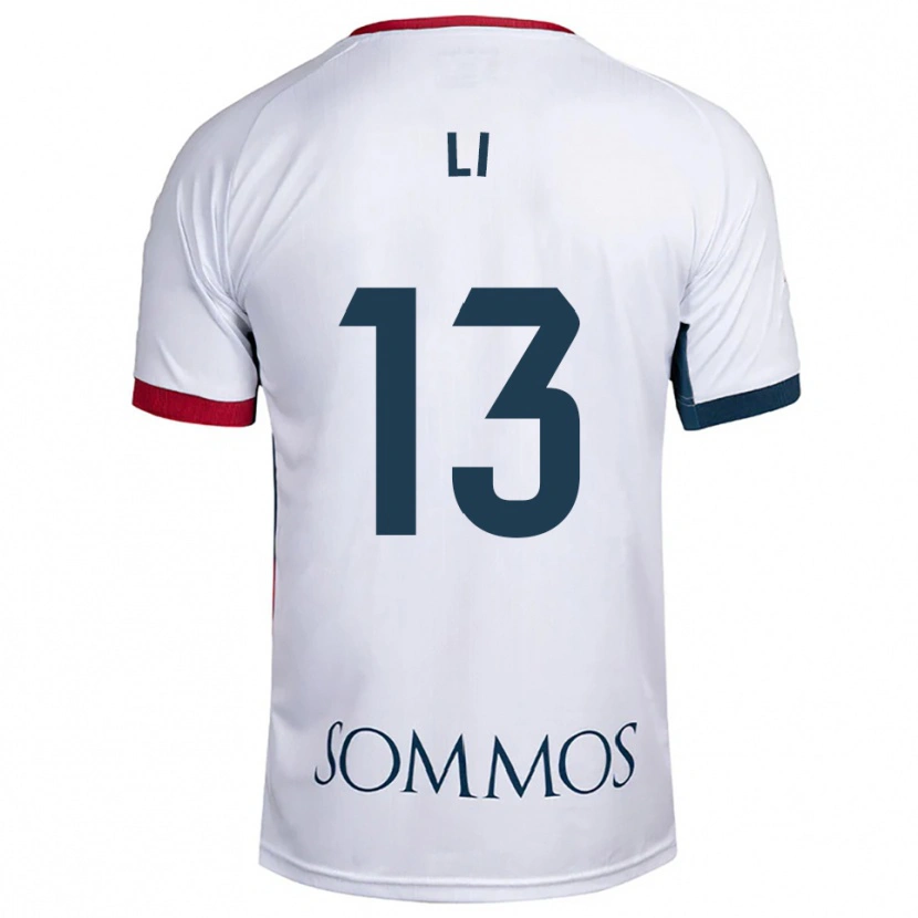 Danxen Uomo Maglia Changyi Li #13 Bianco Rosso Kit Gara Away 2025/26 Maglietta