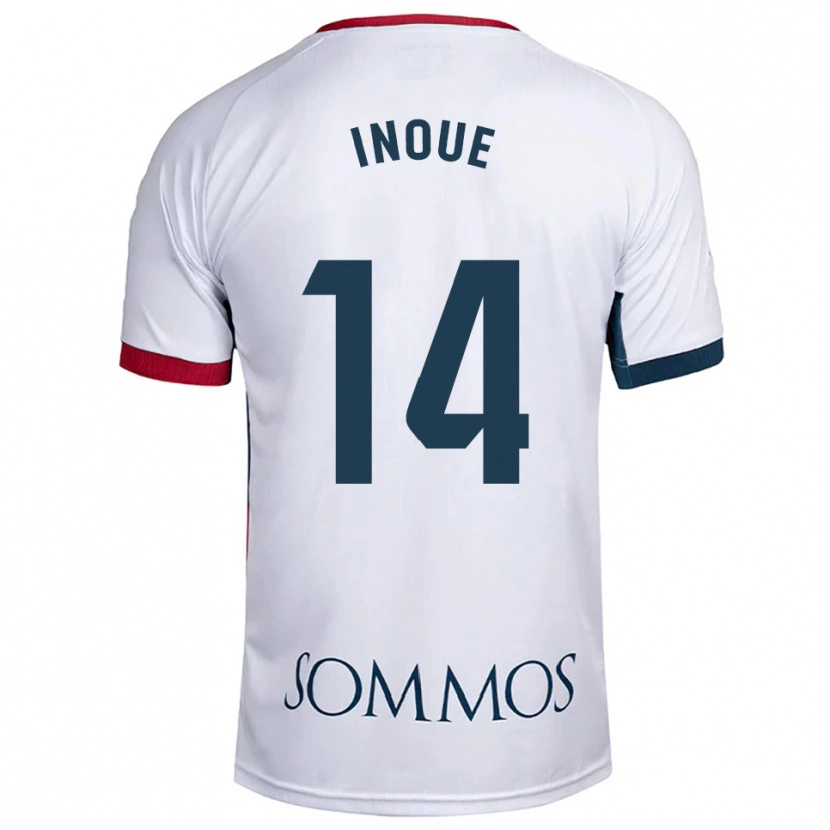 Danxen Uomo Maglia Moe Inoue #14 Bianco Rosso Kit Gara Away 2025/26 Maglietta