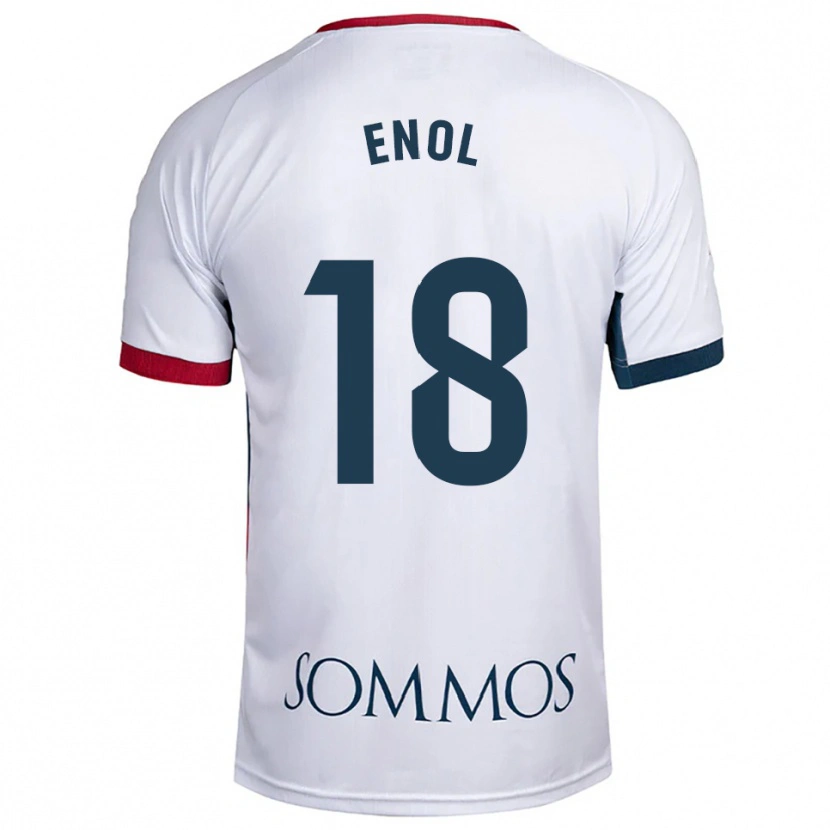 Danxen Uomo Maglia Enol Rodríguez #18 Bianco Rosso Kit Gara Away 2025/26 Maglietta