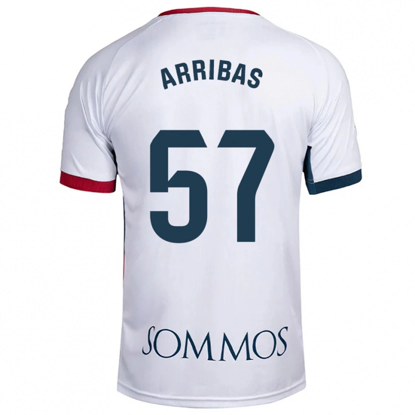 Danxen Uomo Maglia Sergio Arribas #57 Bianco Rosso Kit Gara Away 2025/26 Maglietta
