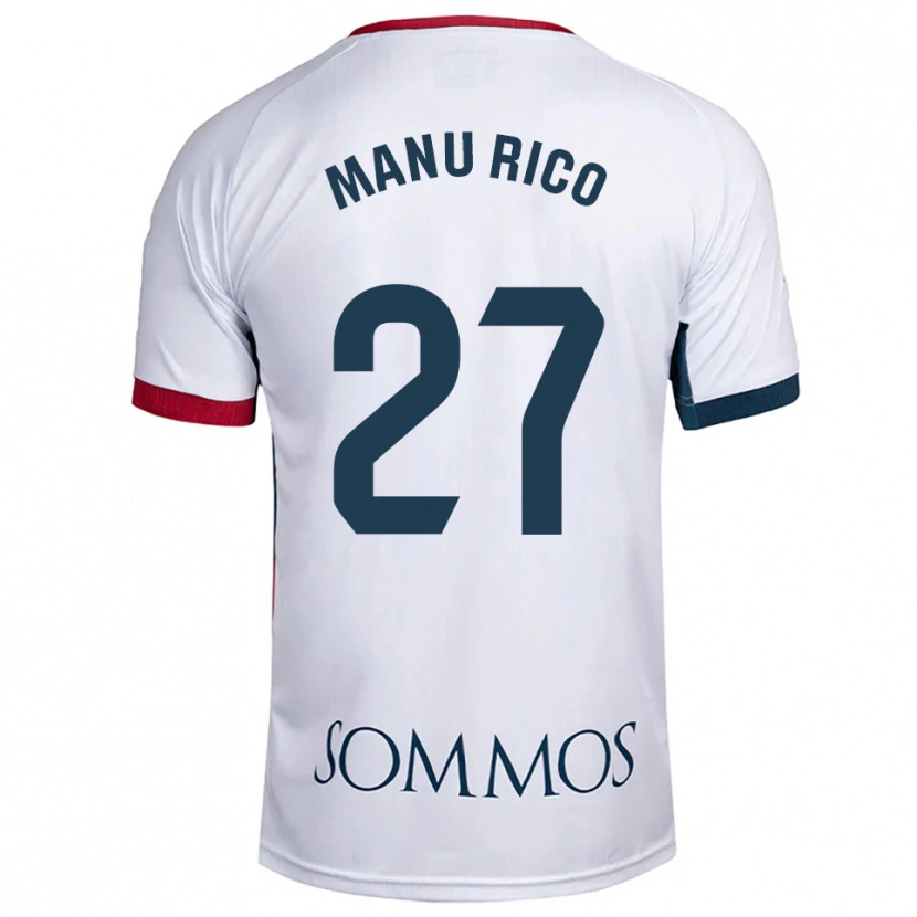 Danxen Uomo Maglia Manu Rico #27 Bianco Rosso Kit Gara Away 2025/26 Maglietta