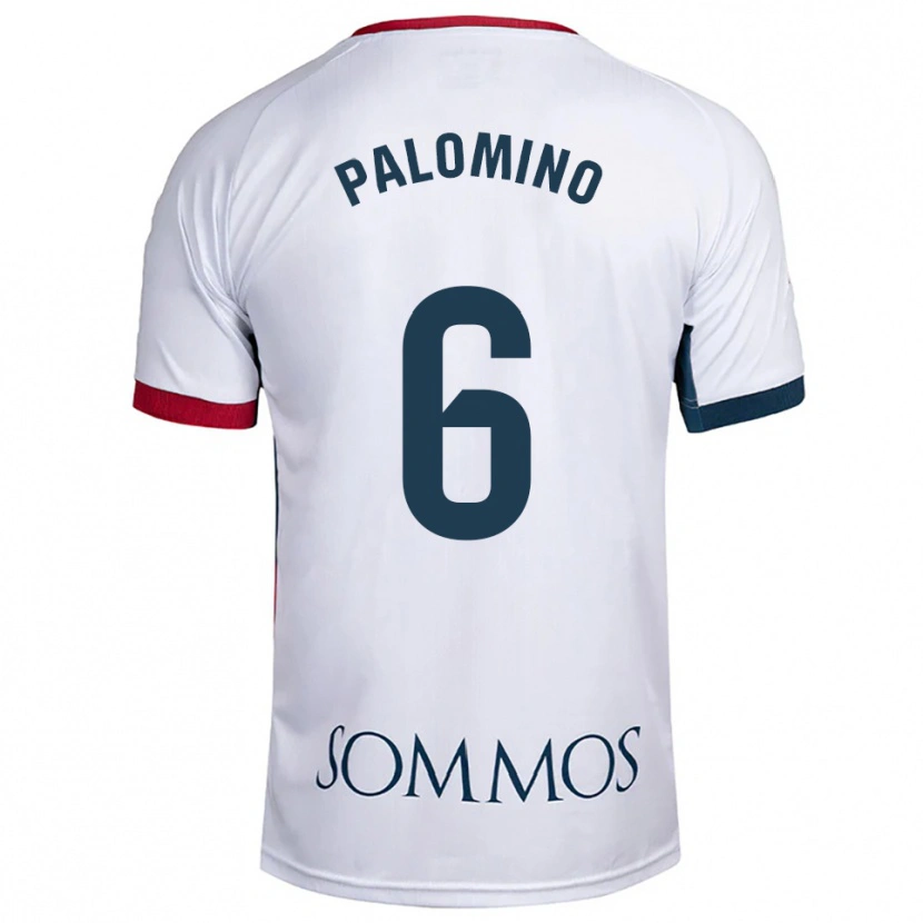 Danxen Uomo Maglia Yolanda Palomino #6 Bianco Rosso Kit Gara Away 2025/26 Maglietta