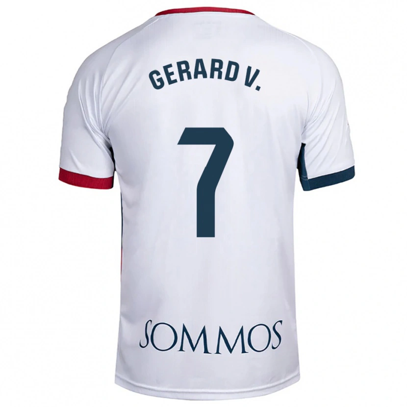 Danxen Uomo Maglia Gerard Valentín #7 Bianco Rosso Kit Gara Away 2025/26 Maglietta