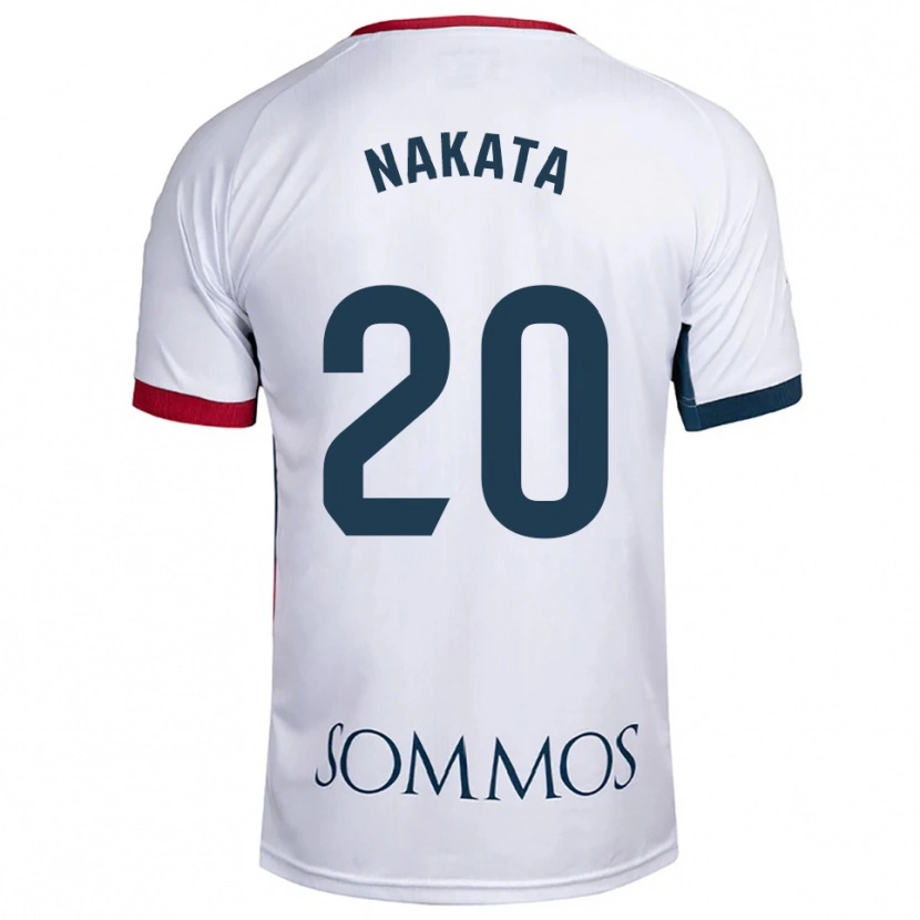 Danxen Uomo Maglia Yuki Nakata #20 Bianco Rosso Kit Gara Away 2025/26 Maglietta