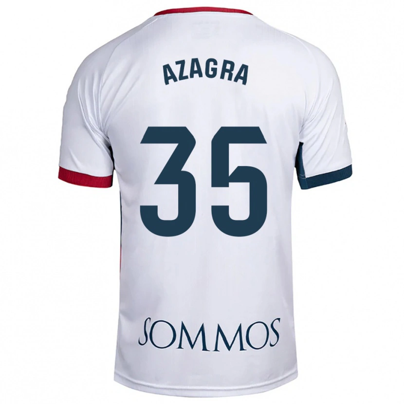 Danxen Uomo Maglia Nico Azagra #35 Bianco Rosso Kit Gara Away 2025/26 Maglietta