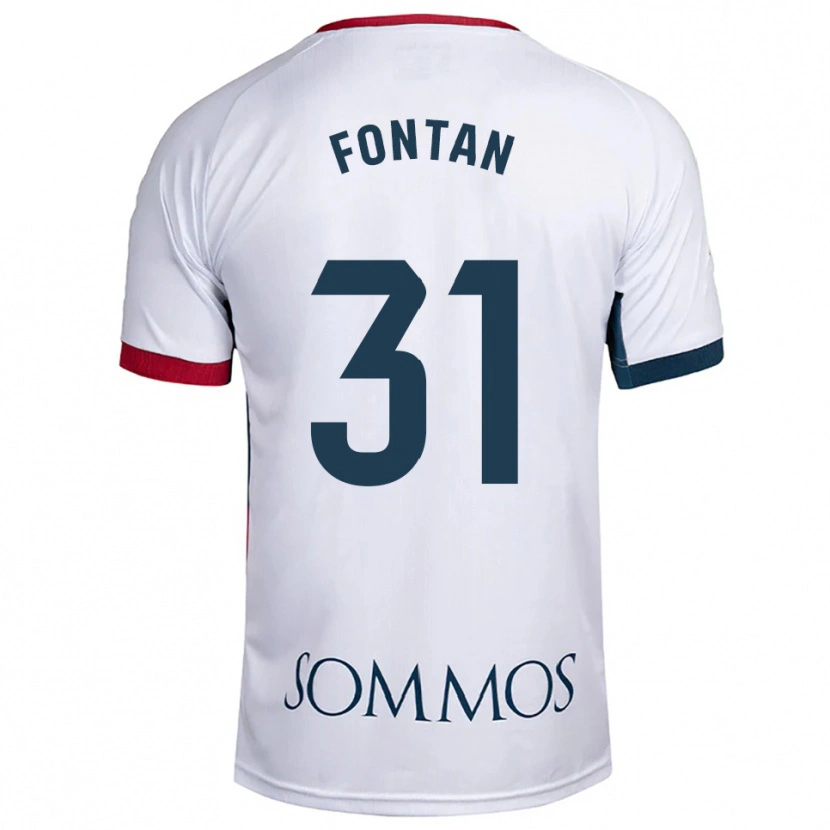 Danxen Uomo Maglia Nico Fontán #31 Bianco Rosso Kit Gara Away 2025/26 Maglietta