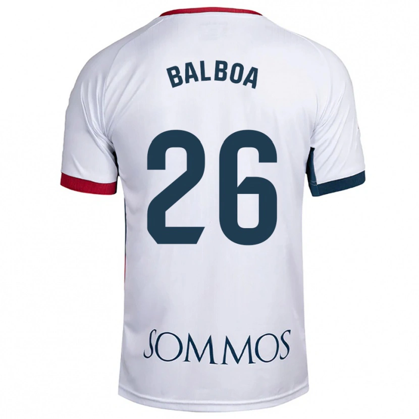Danxen Uomo Maglia Álex Balboa #26 Bianco Rosso Kit Gara Away 2025/26 Maglietta