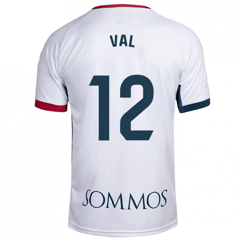 Danxen Uomo Maglia Ángel Val #12 Bianco Rosso Kit Gara Away 2025/26 Maglietta