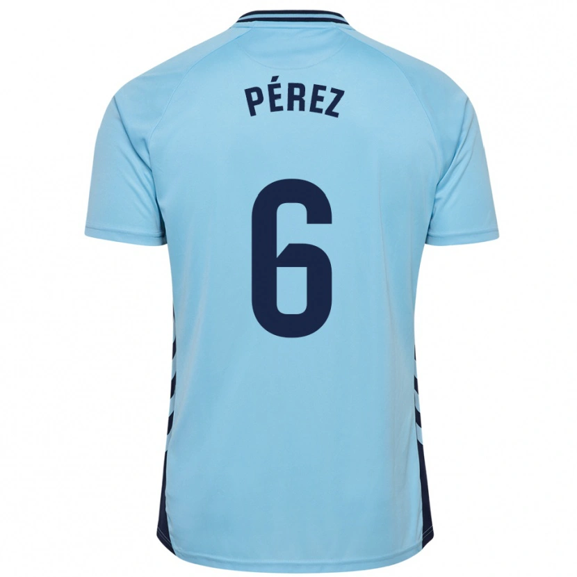 Danxen Uomo Maglia Yoni Pérez #6 Azzurro Kit Gara Away 2025/26 Maglietta