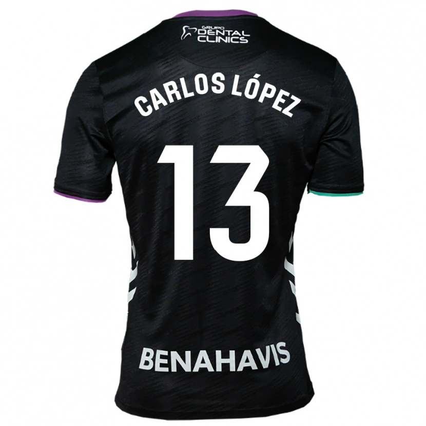 Danxen Uomo Maglia Carlos López #13 Nero Viola Verde Kit Gara Away 2025/26 Maglietta