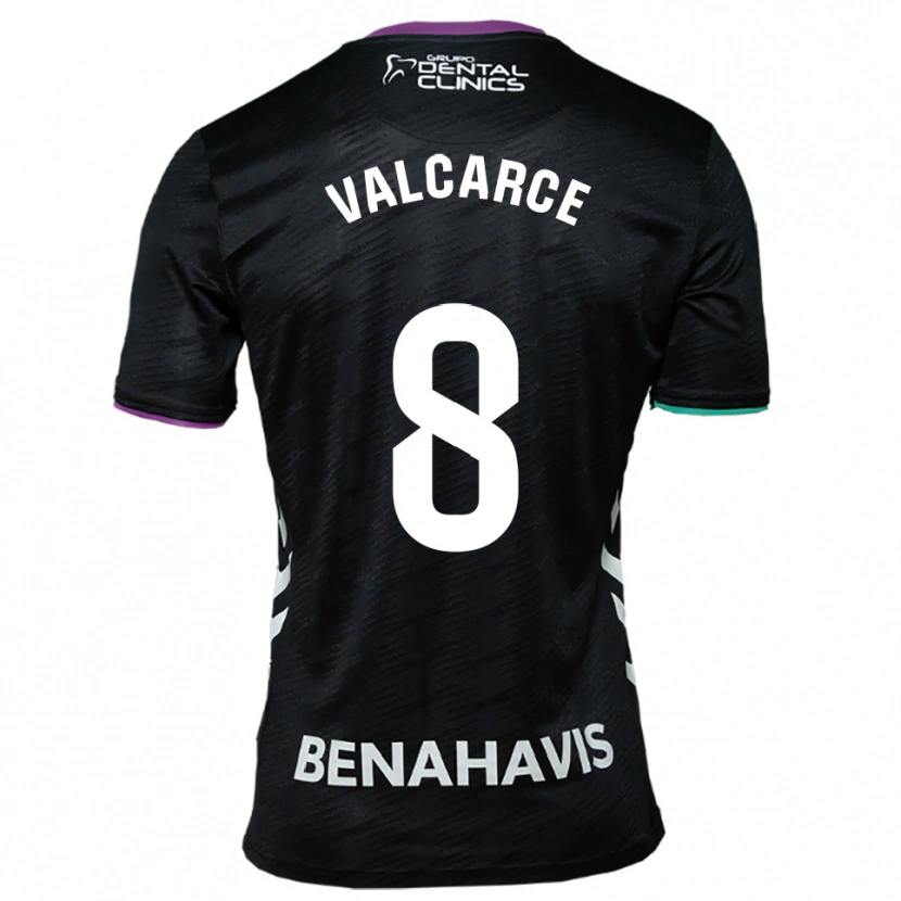 Danxen Uomo Maglia Alejandro Valcarce #8 Nero Viola Verde Kit Gara Away 2025/26 Maglietta